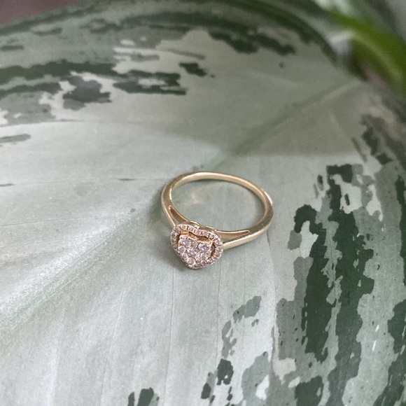 1/4 CT. T.W. Composite Diamond Heart Frame Promise Ring in 10K Gold - Picture 1 of 5